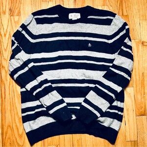 Original Penguin Men's Crewneck Sweater - Navy and Gray Stripes